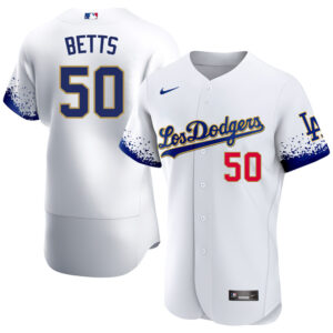 Los Angeles Dodgers City Connect White Gold Jersey - All Stitched