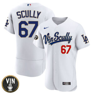 Vin Scully Patch Gold Trim Limited Jersey - All Stitched
