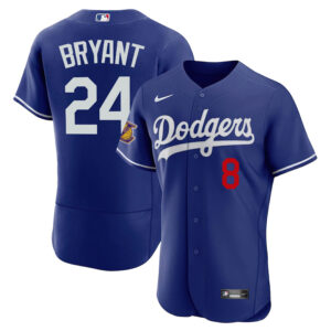 Kobe Bryant Lakers Patch Dodgers Flex Base Jersey - All Stitched