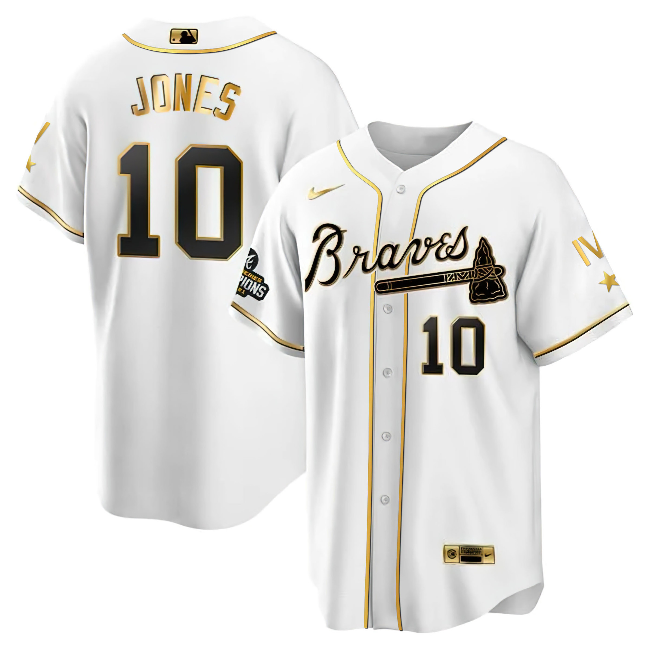 Atlanta Braves 4x World Series White Gold Jersey Collection - All Stitched - Image 2