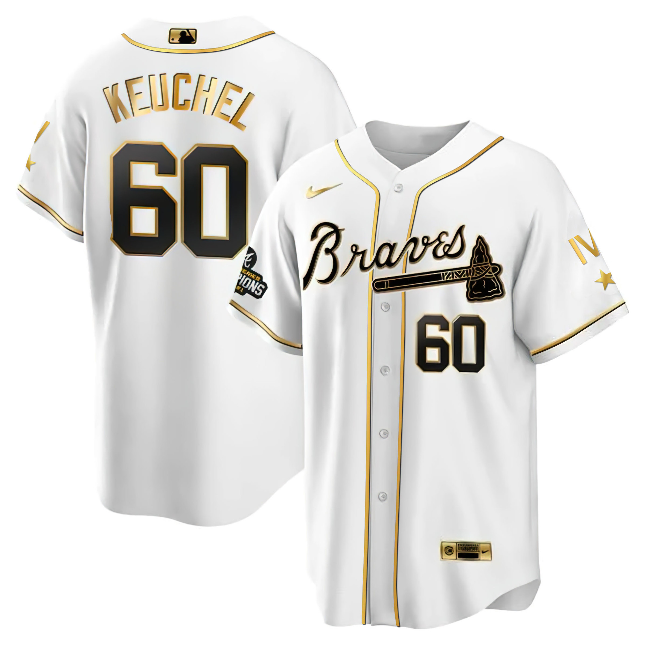 Atlanta Braves 4x World Series White Gold Jersey Collection - All Stitched - Image 3