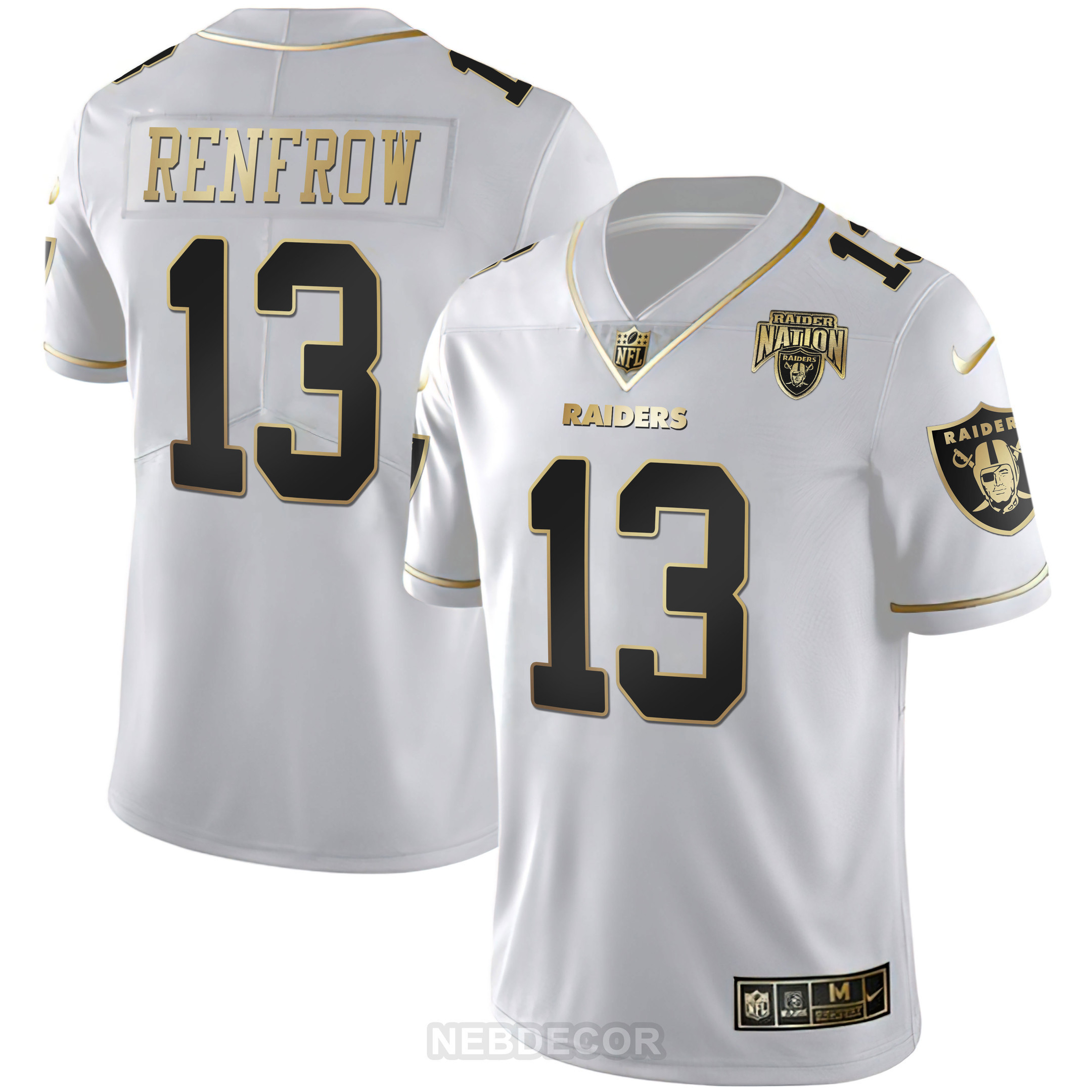Men's Raider Nation Patch White Gold and Black Gold Jersey - All Stitched - Image 6