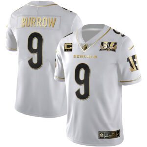 Men's Cincinnati Bengals 55th 1968 - 2022 Anniversary Patch White Gold & Black Gold Jersey - All Stitched