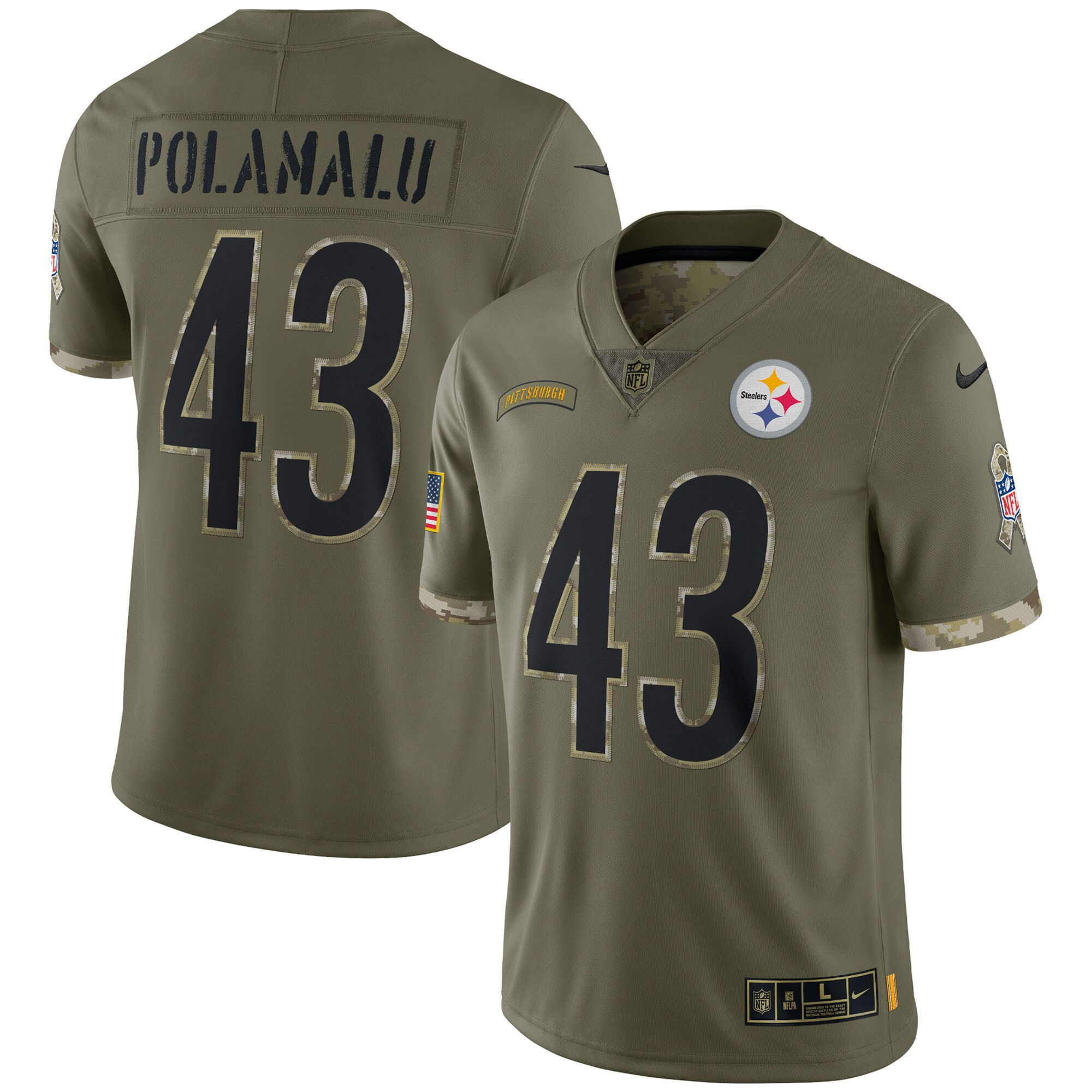 Steelers 2022 Salute To Service Limited - Olive - All Stitched - Image 3