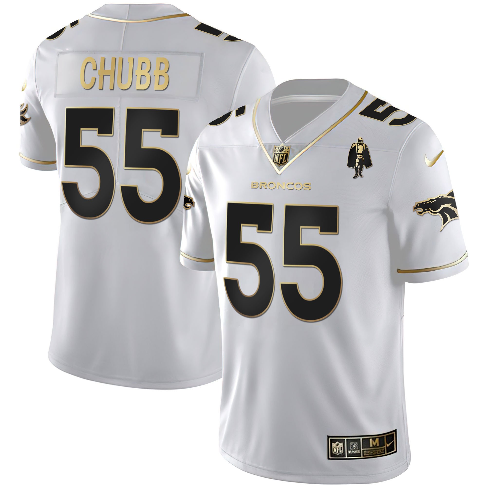 Men's Denver Broncos White Gold and Black Gold Jersey - All Stitched - Image 5