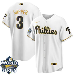 Philadelphia Phillies Cool Base White Gold 2022 World Series Jersey - All Stitched