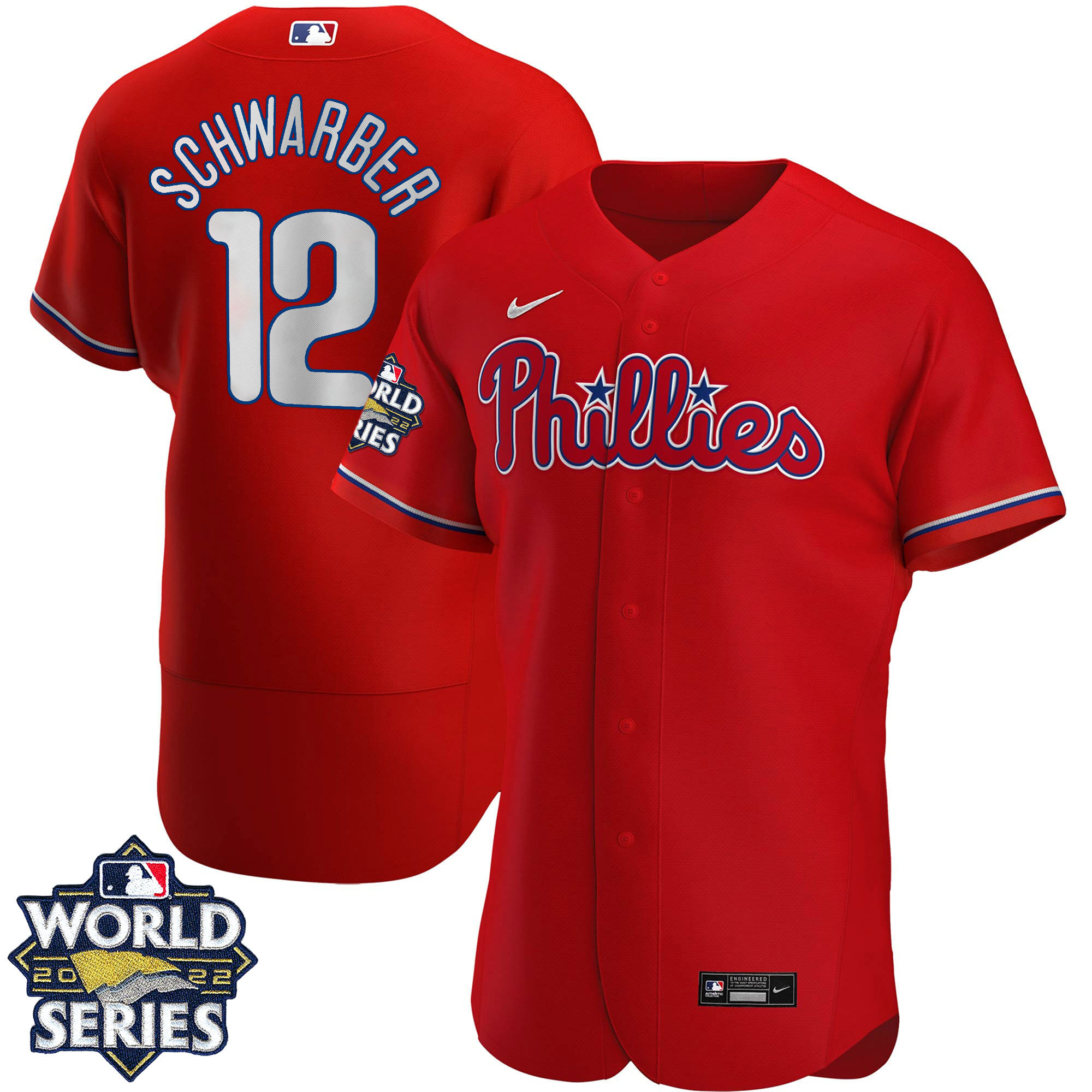 Men's Philadelphia Phillies 2022 World Series Red Alternate Player Jersey - All Stitched - Image 3