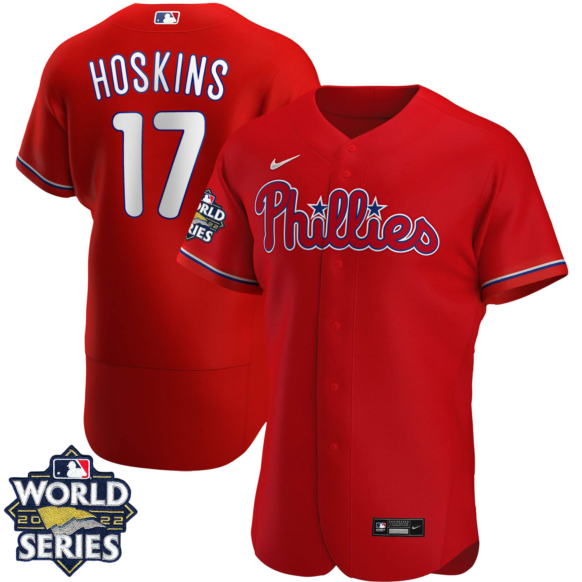 Men's Philadelphia Phillies 2022 World Series Red Alternate Player Jersey - All Stitched - Image 4