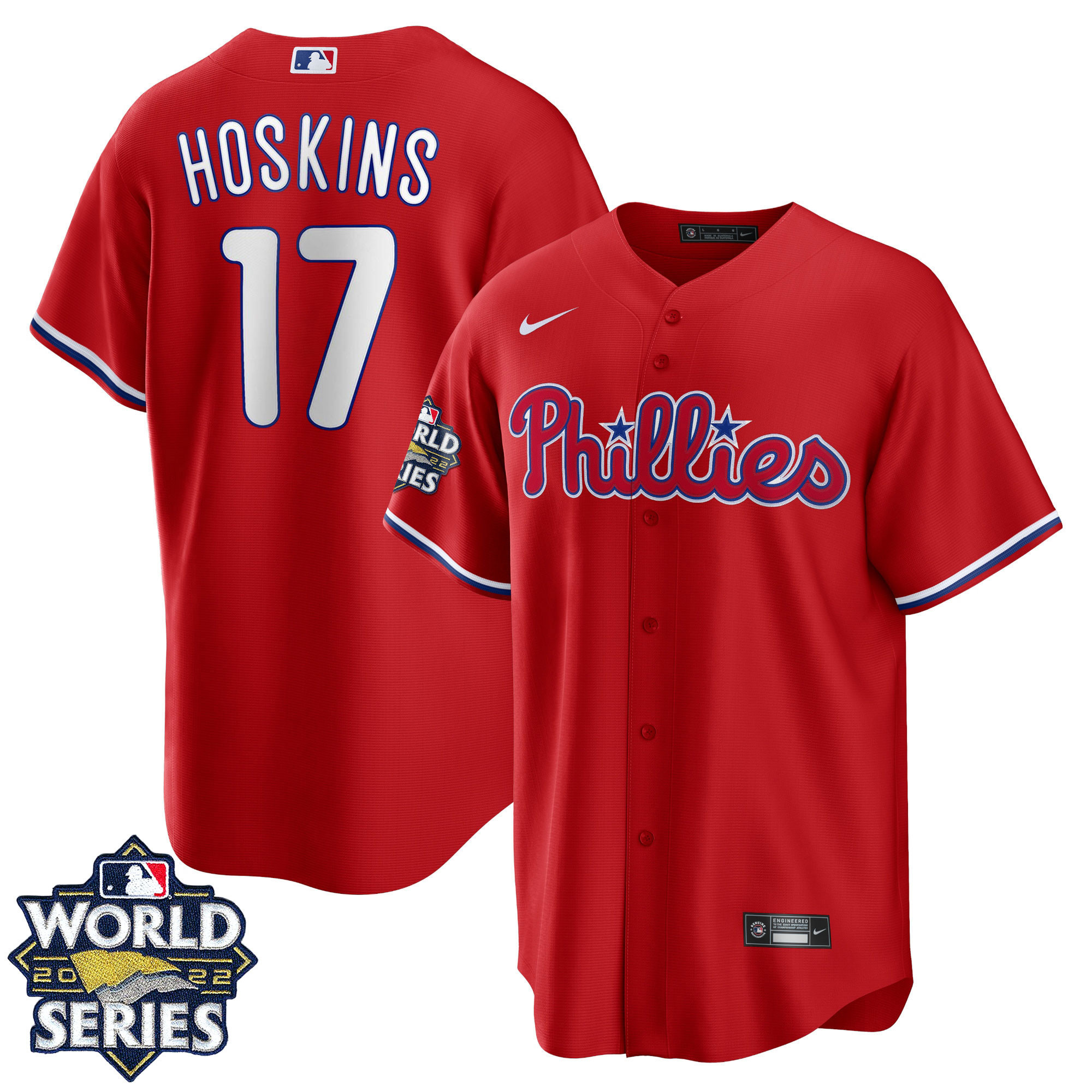 Men's Philadelphia Phillies 2022 World Series Red Alternate Player Jersey - All Stitched - Image 10