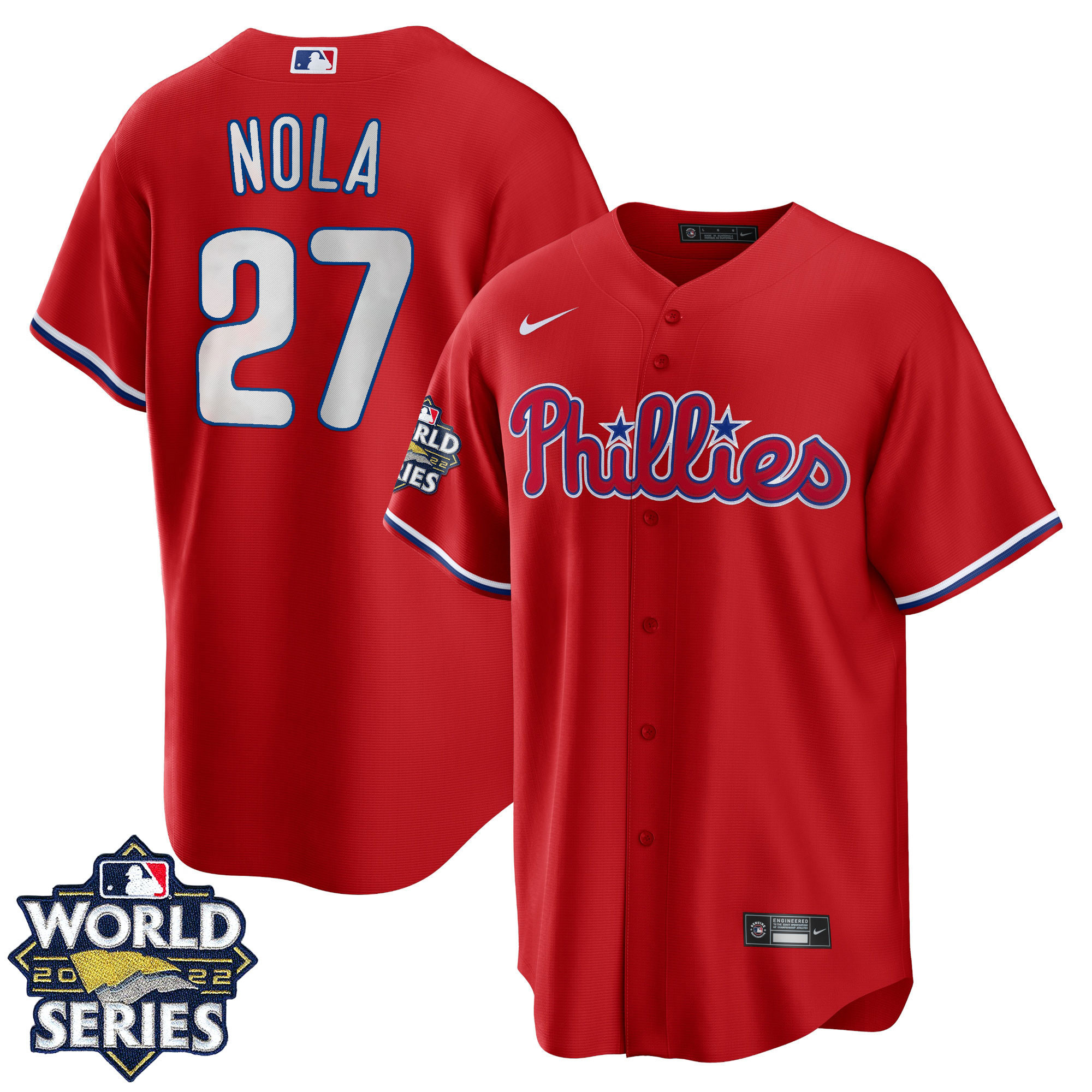 Men's Philadelphia Phillies 2022 World Series Red Alternate Player Jersey - All Stitched - Image 12