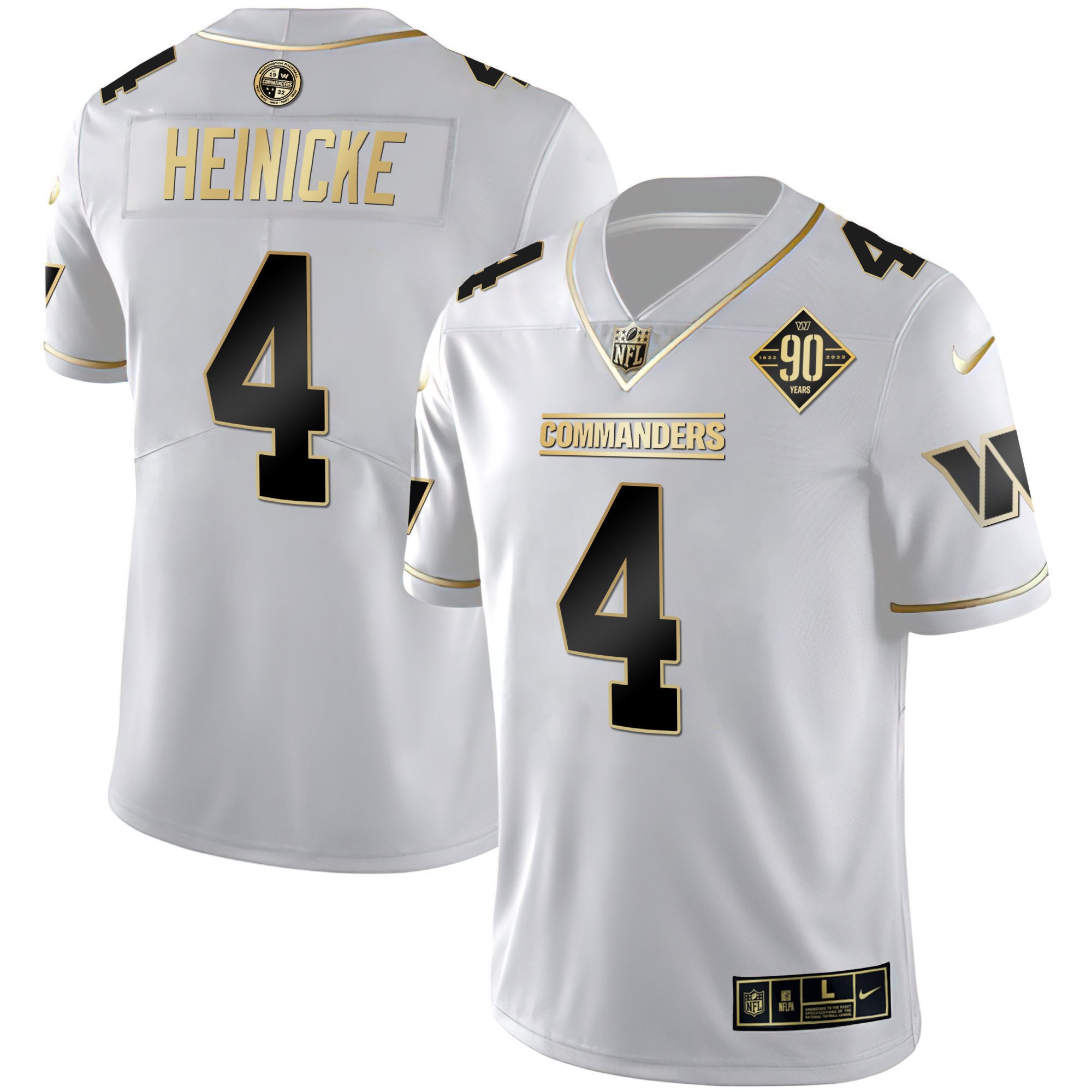 Men's Washington Commanders White Gold & Black Gold Vapor Limited Jersey - All Stitched - Image 2