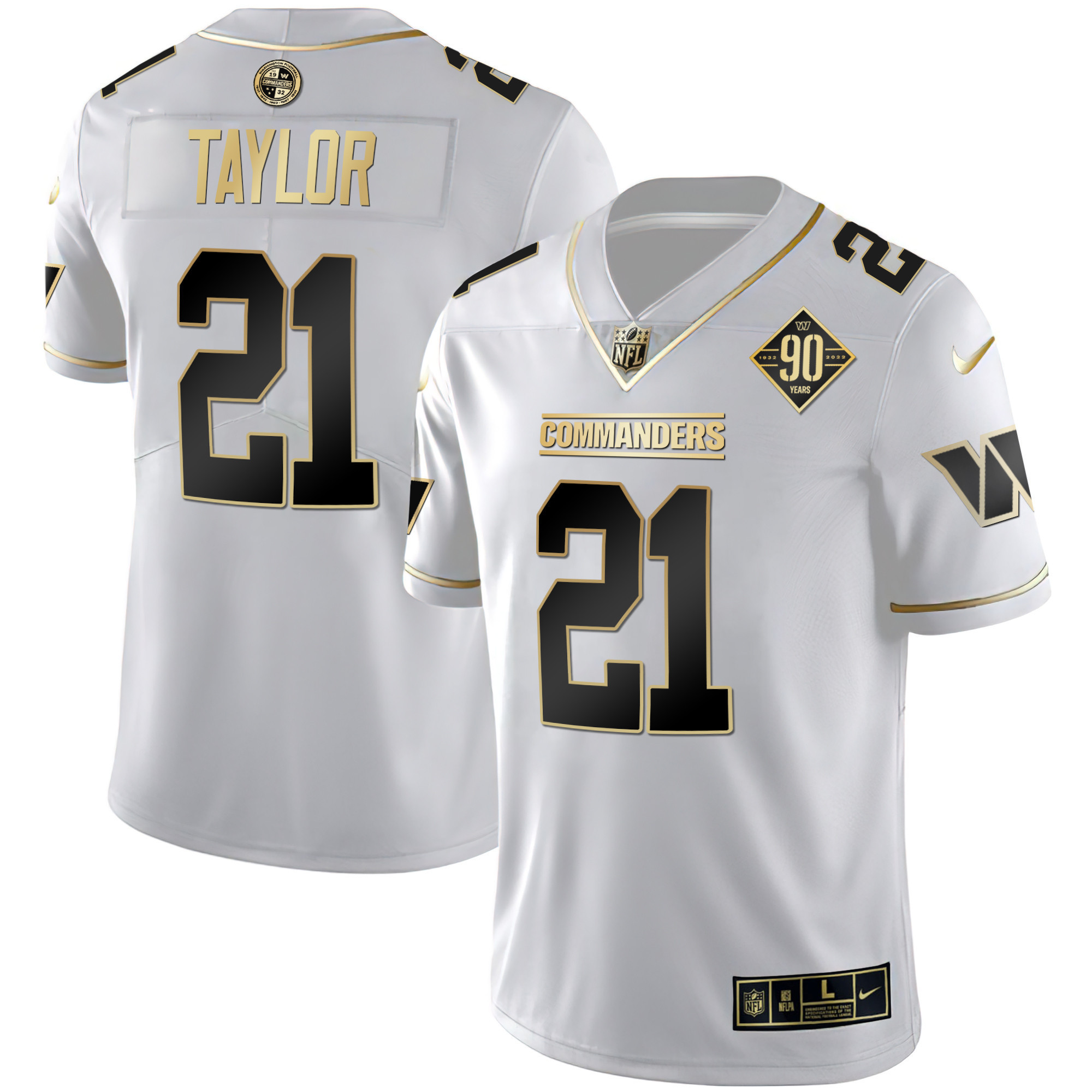 Men's Washington Commanders White Gold & Black Gold Vapor Limited Jersey - All Stitched - Image 3