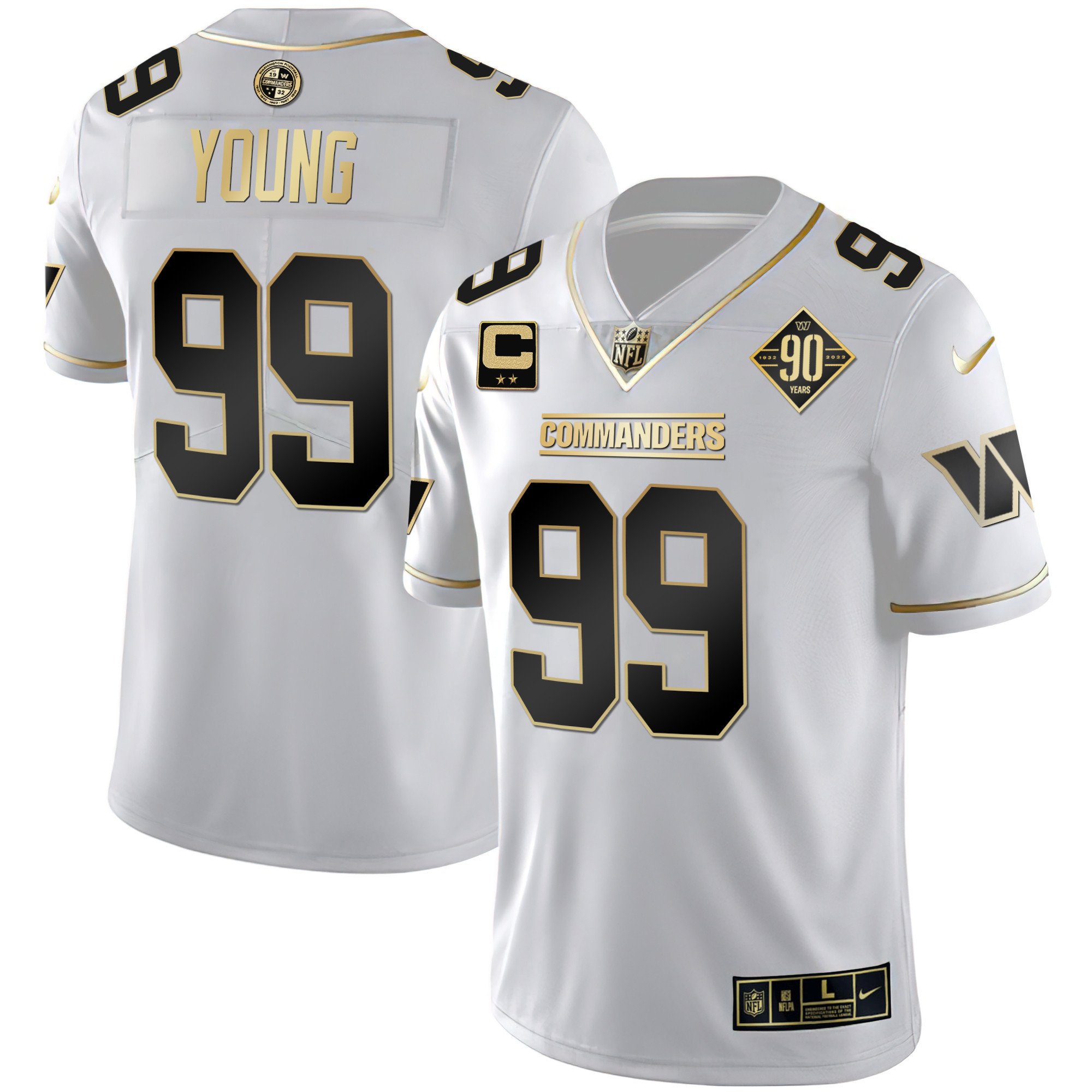 Men's Washington Commanders White Gold & Black Gold Vapor Limited Jersey - All Stitched - Image 5