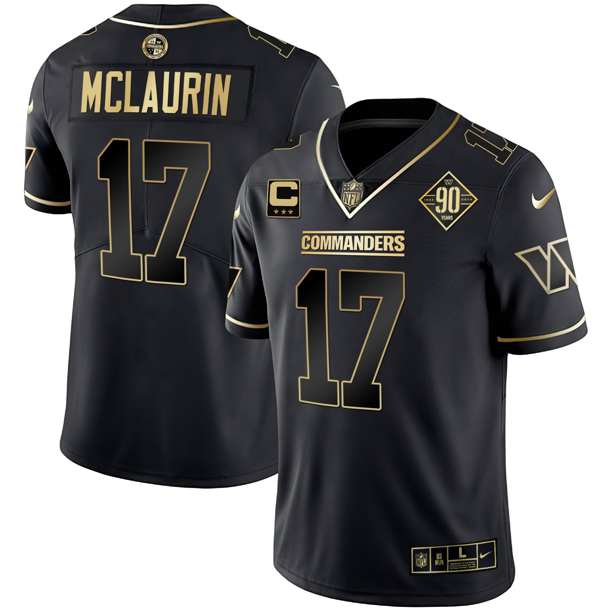 Men's Washington Commanders White Gold & Black Gold Vapor Limited Jersey - All Stitched - Image 7
