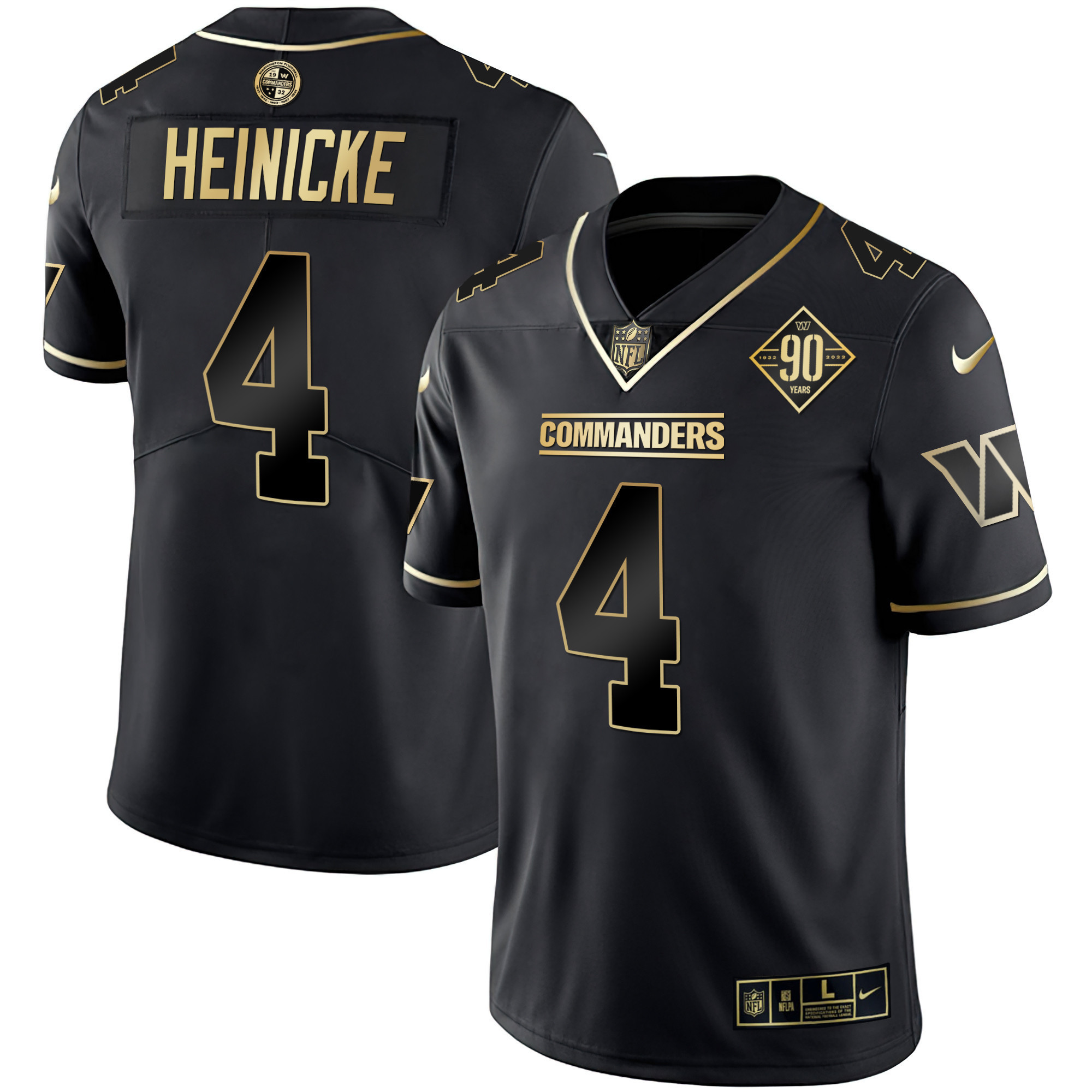 Men's Washington Commanders White Gold & Black Gold Vapor Limited Jersey - All Stitched - Image 8