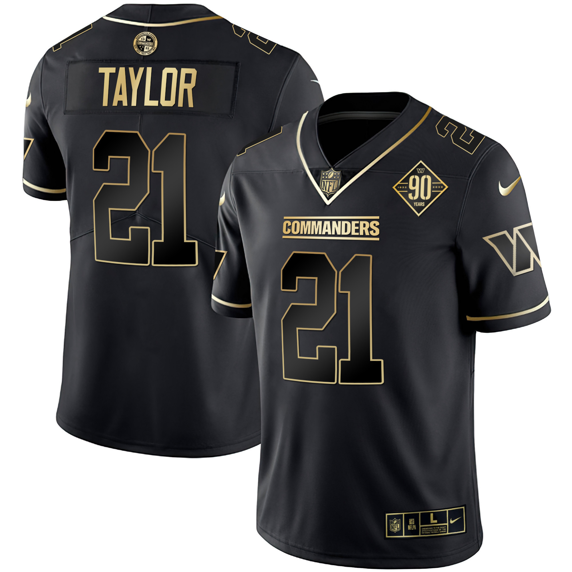 Men's Washington Commanders White Gold & Black Gold Vapor Limited Jersey - All Stitched - Image 9
