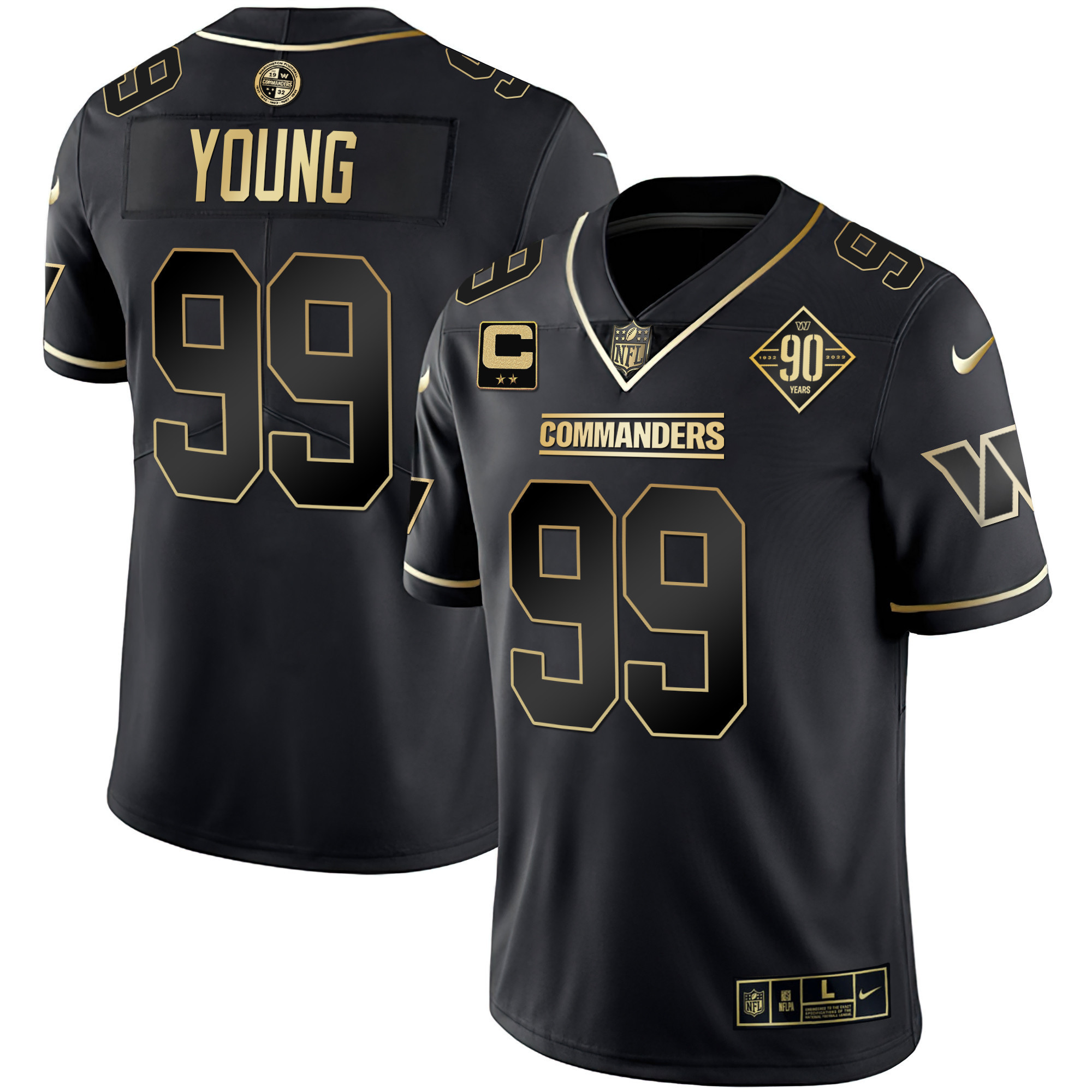 Men's Washington Commanders White Gold & Black Gold Vapor Limited Jersey - All Stitched - Image 11