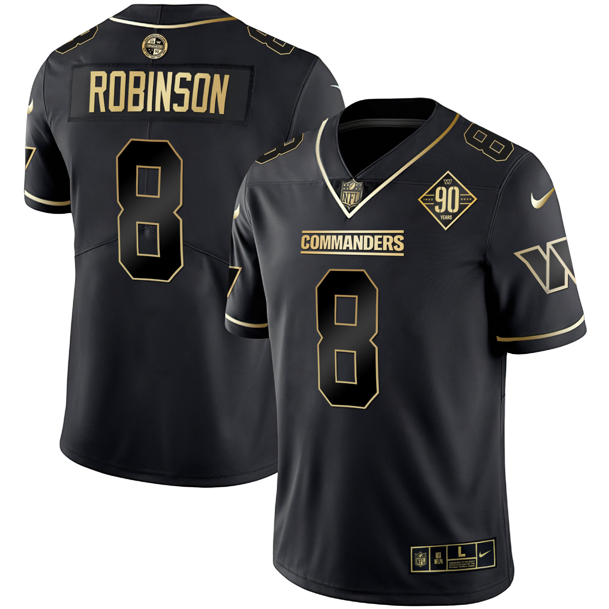 Men's Washington Commanders White Gold & Black Gold Vapor Limited Jersey - All Stitched - Image 12