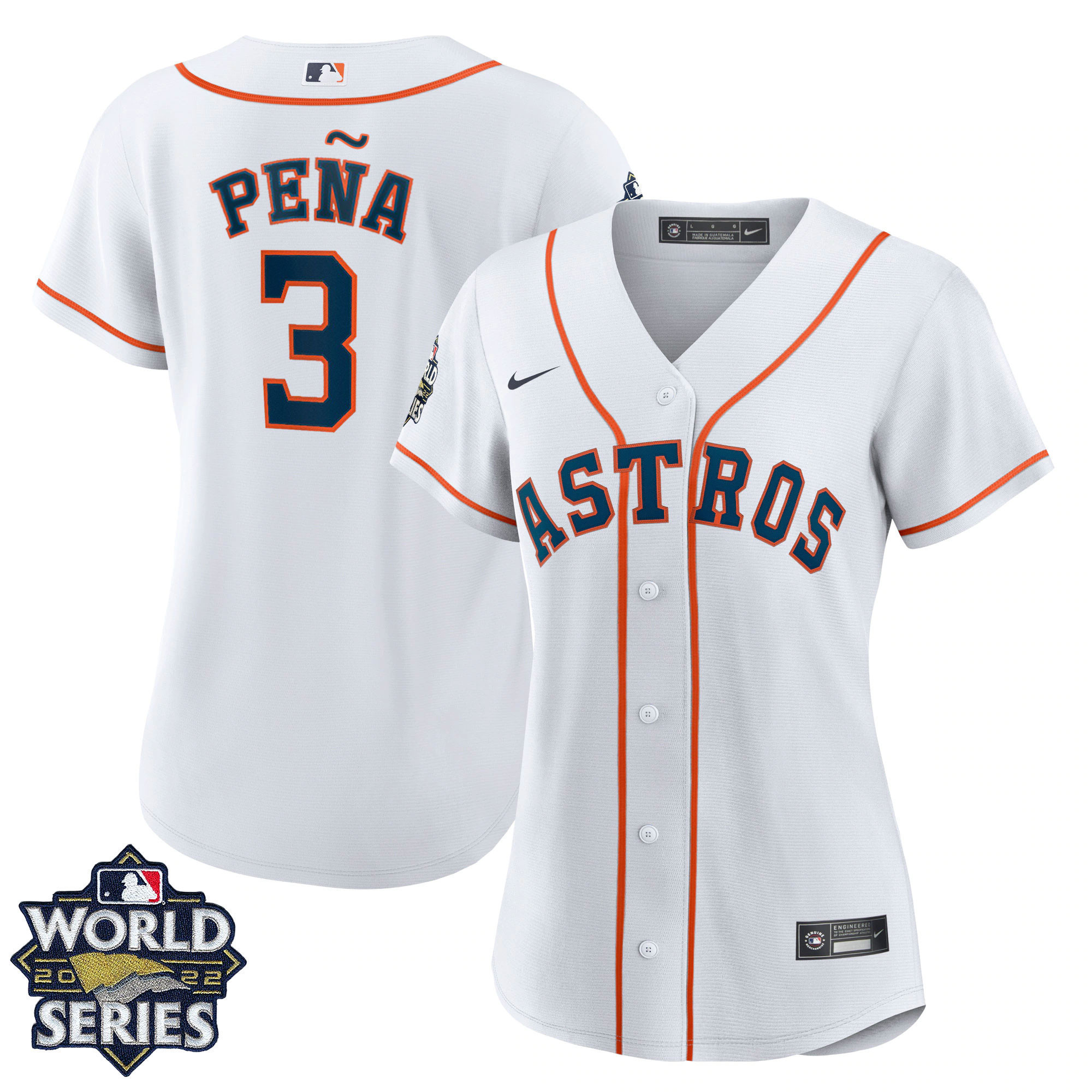 Women's Houston Astros 2022 World Series Home Player Jersey - White - All Stitched - Image 2