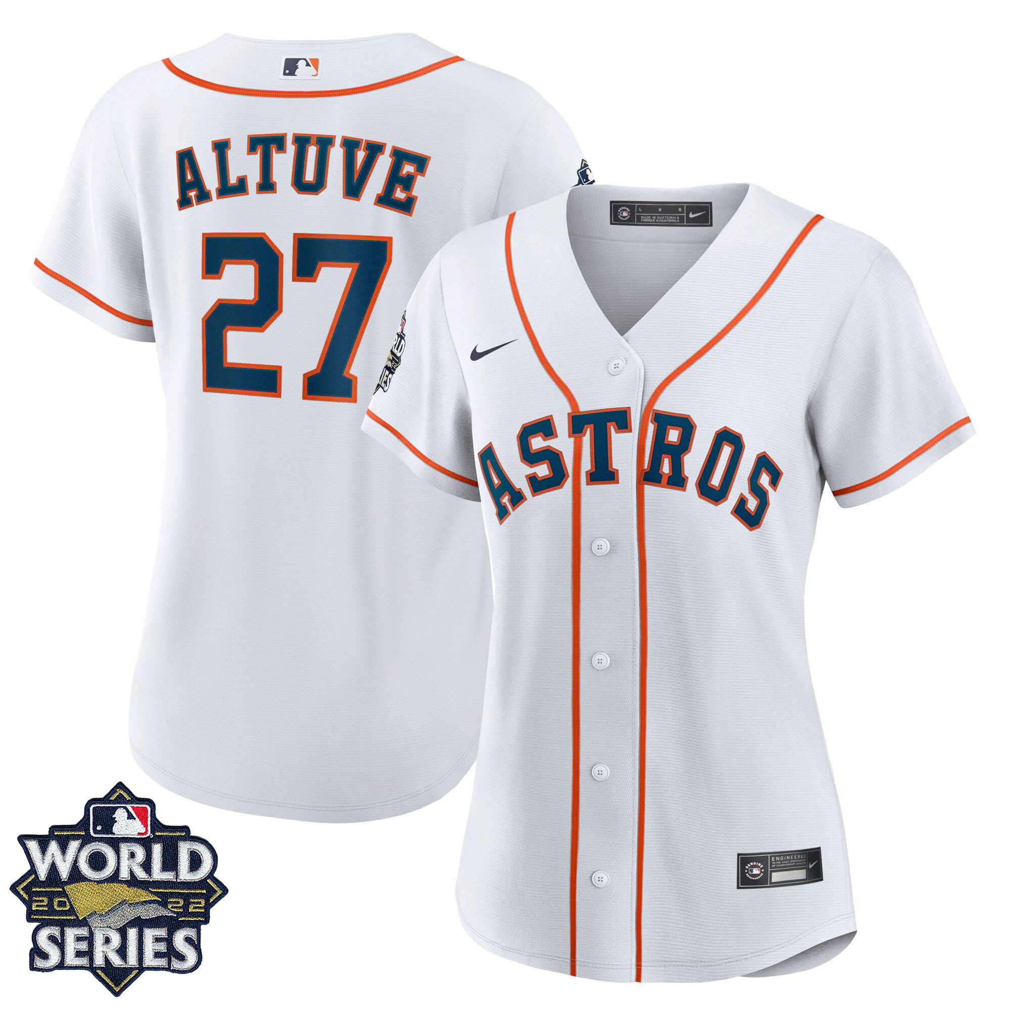 Women's Houston Astros 2022 World Series Home Player Jersey - White - All Stitched - Image 3