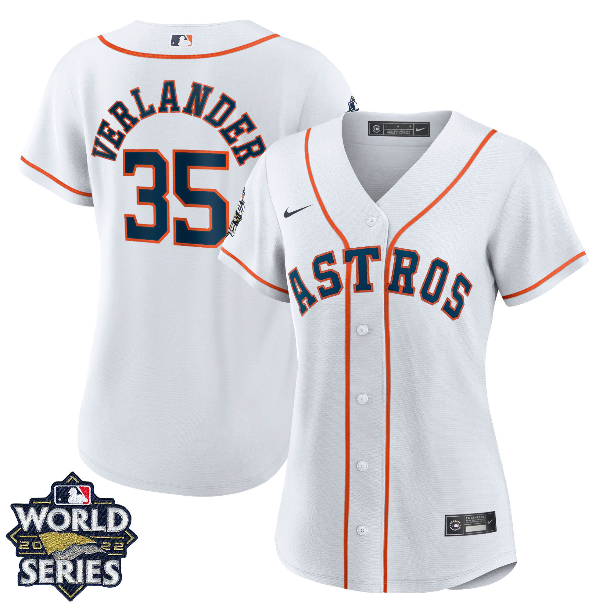 Women's Houston Astros 2022 World Series Home Player Jersey - White - All Stitched - Image 4
