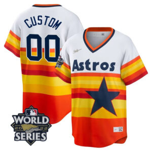 Houston Astros White Home Cooperstown Collection Custom Name and Number Player Jersey - All Stitched