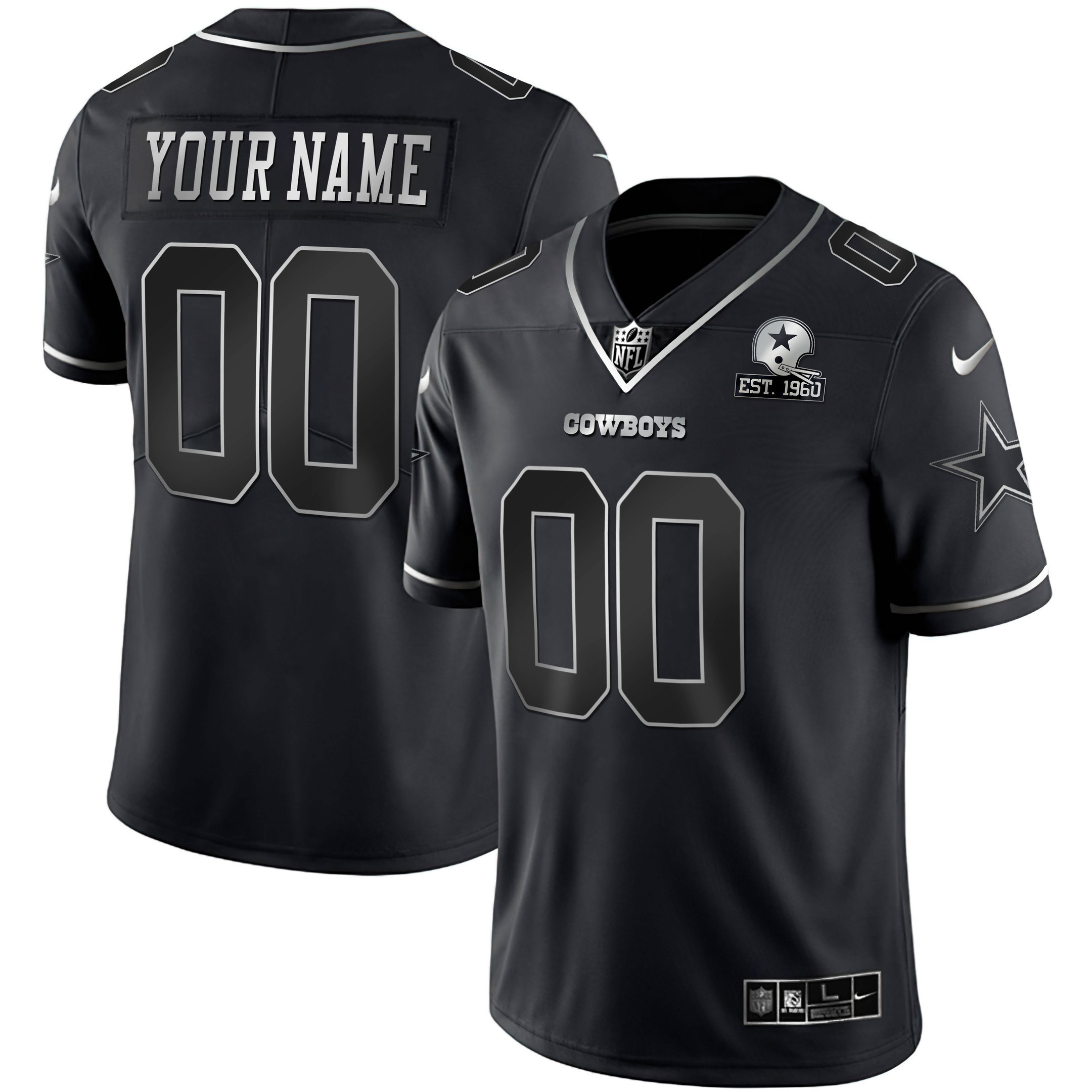 Cowboys Black Gold & Black Silver Custom Name and Number - Stitched - Image 3