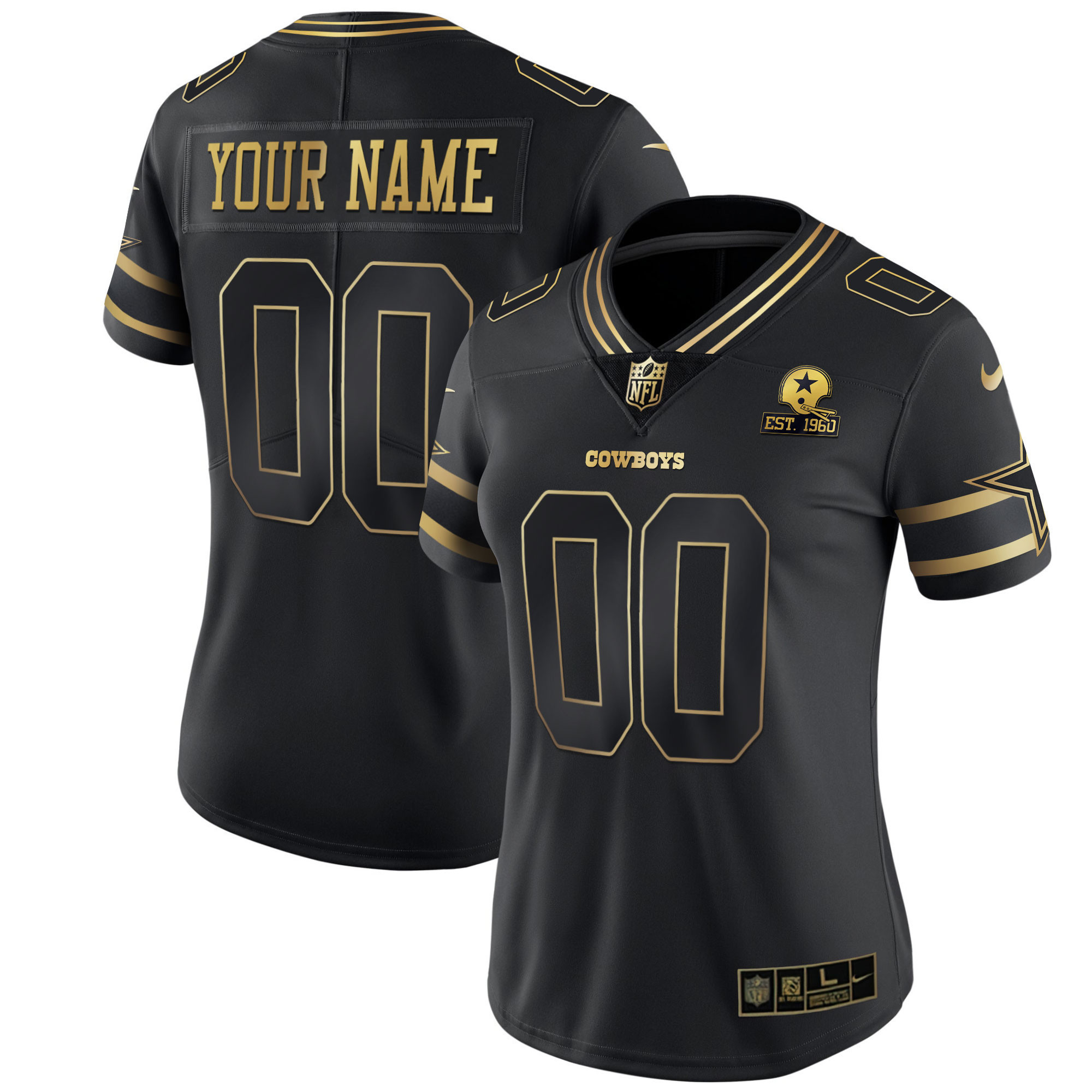 Cowboys Black Gold & Black Silver Custom Name and Number - Stitched - Image 6