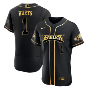 Men's Eagles Baseball White Gold & Black Gold - All Stitched