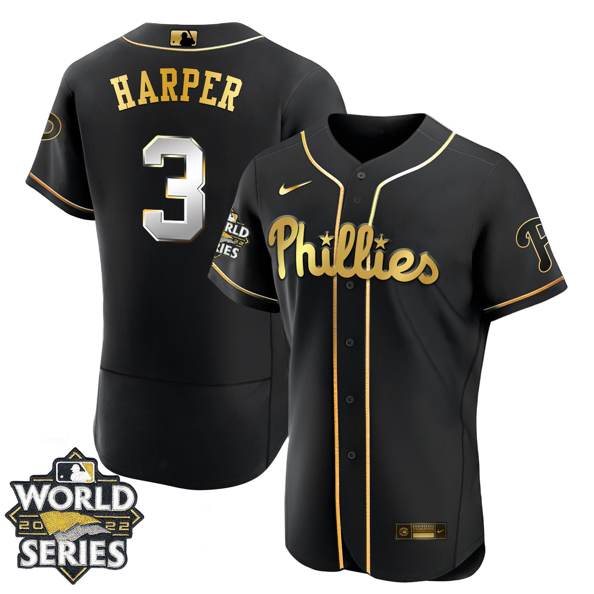 Men's Philadelphia Phillies Gold 2022 World Series Jersey Limited- All Stitched