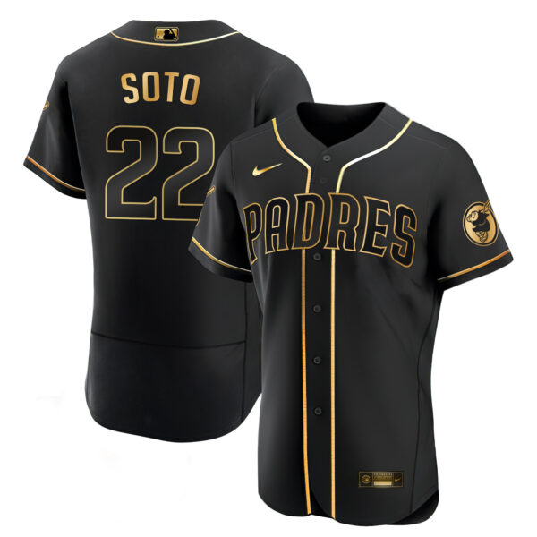 Men's San Diego Padres Black Limited & Gold Jersey - All Stitched - Image 15