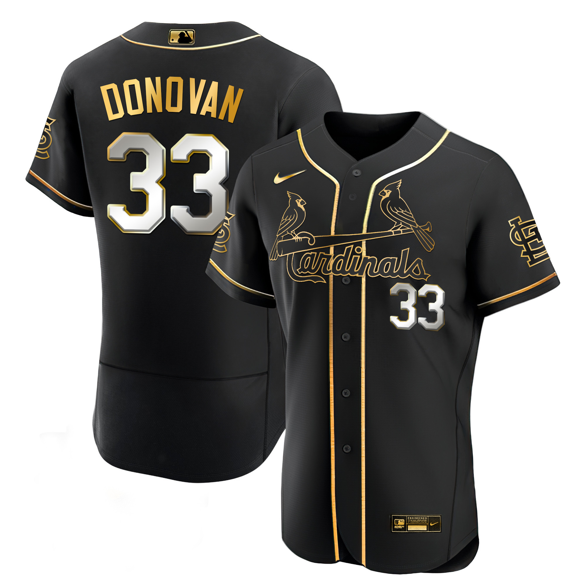 Men's St. Louis Cardinals Black Limited & Gold Jersey - All Stitched - Image 3