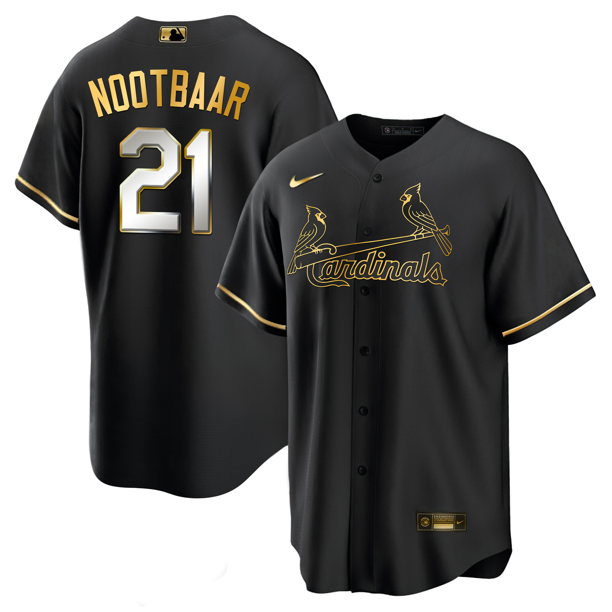 Men's St. Louis Cardinals Black Limited & Gold Jersey - All Stitched - Image 12