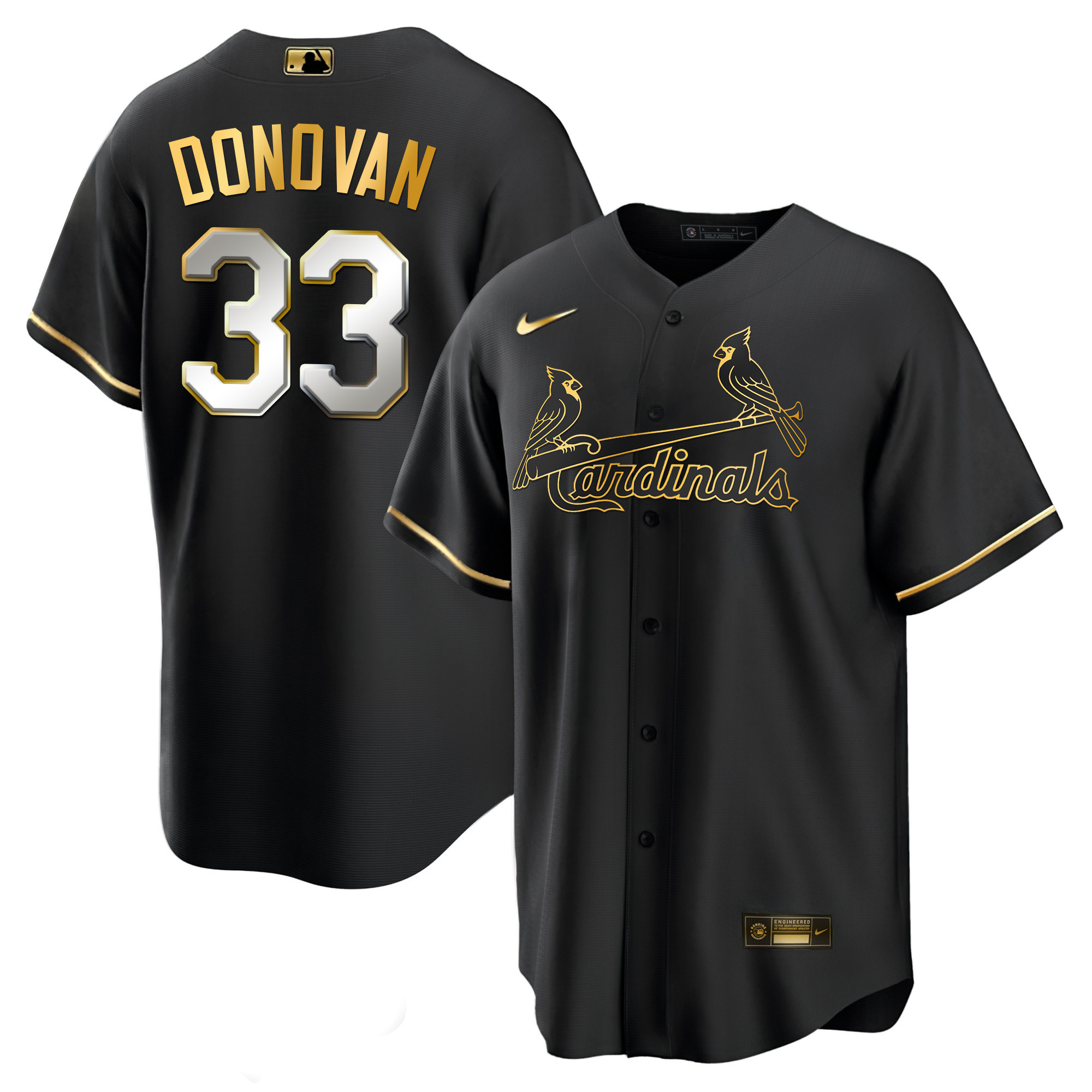 Men's St. Louis Cardinals Black Limited & Gold Jersey - All Stitched - Image 9