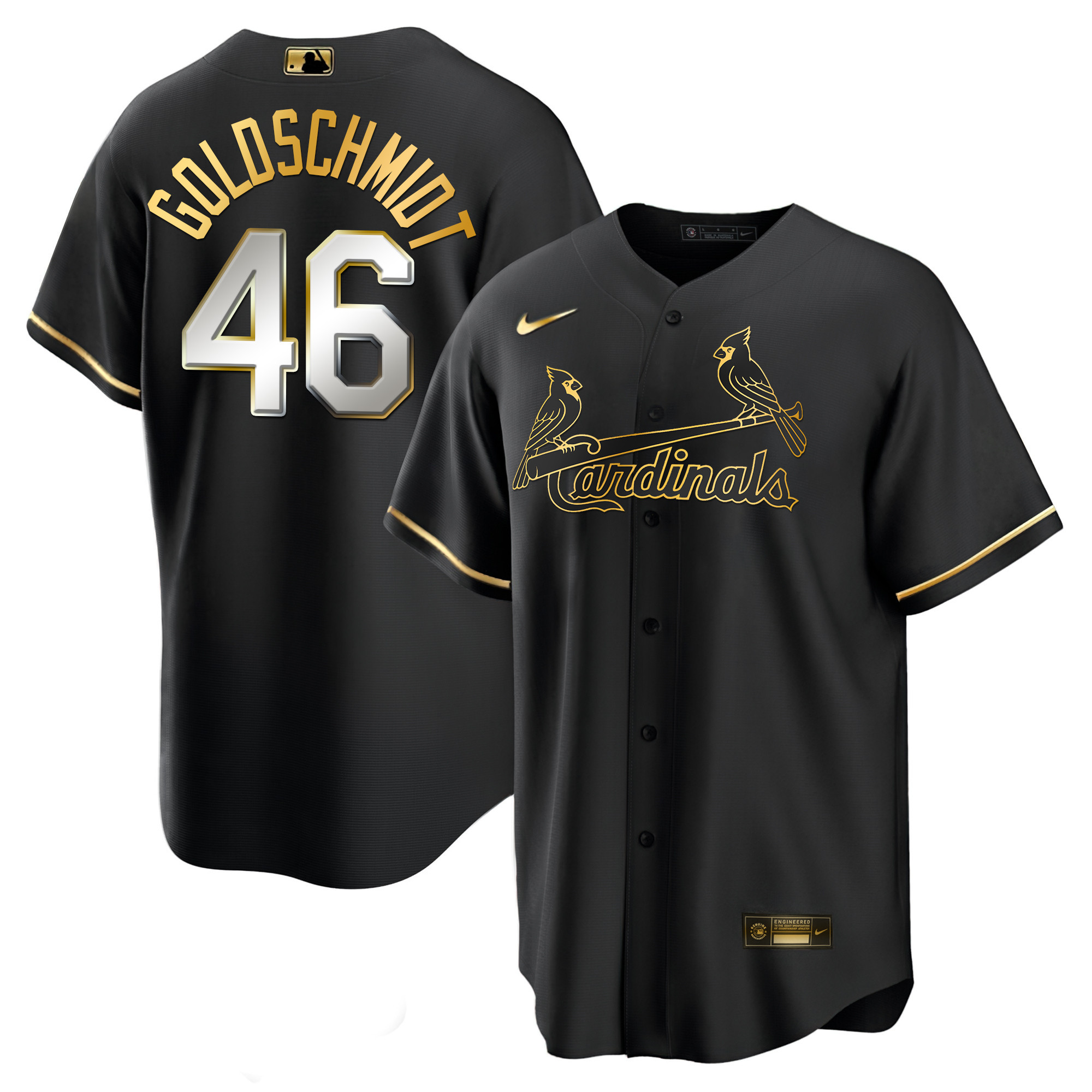 Men's St. Louis Cardinals Black Limited & Gold Jersey - All Stitched - Image 10