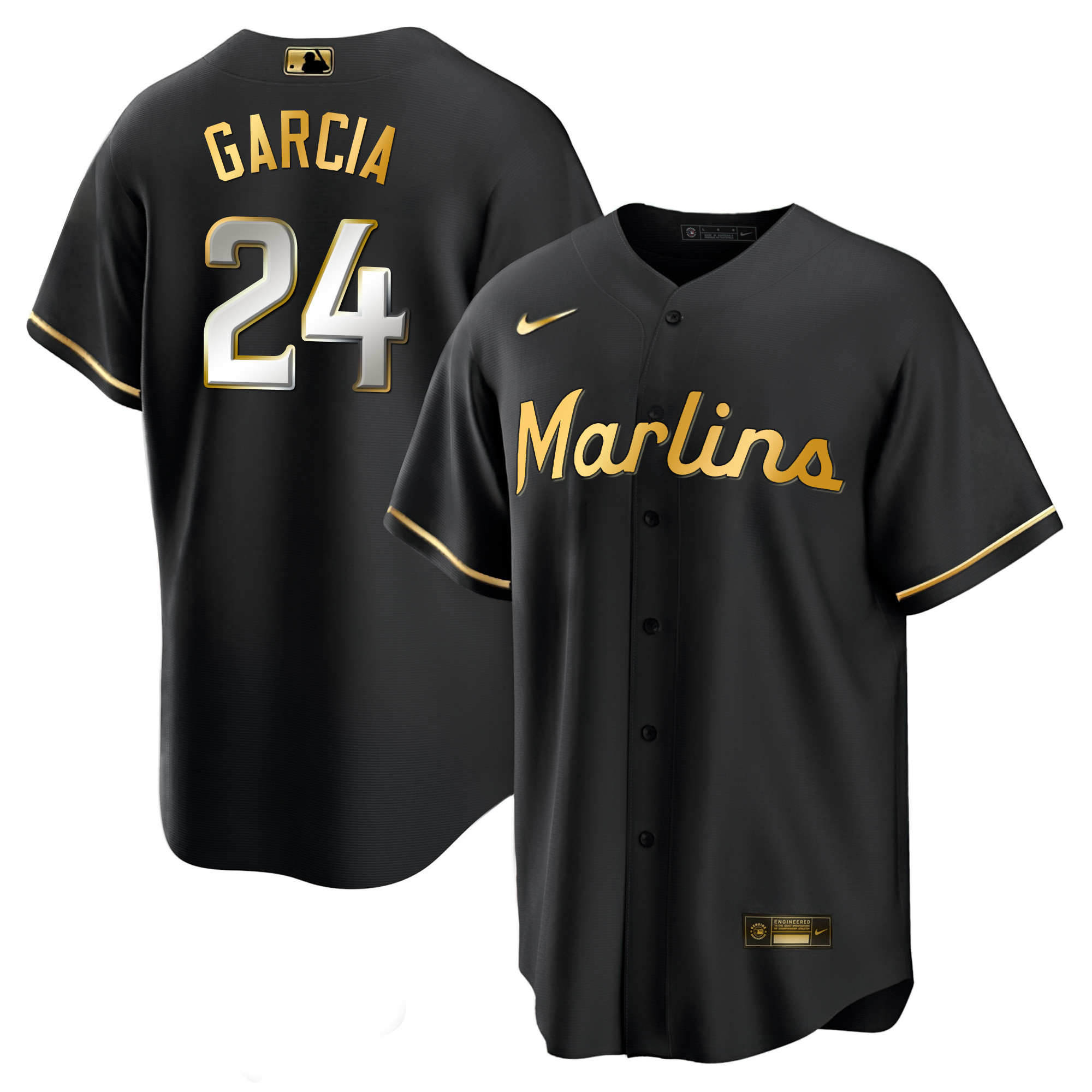 Men's Miami Marlins Black Limited & Gold Jersey - All Stitched - Image 10