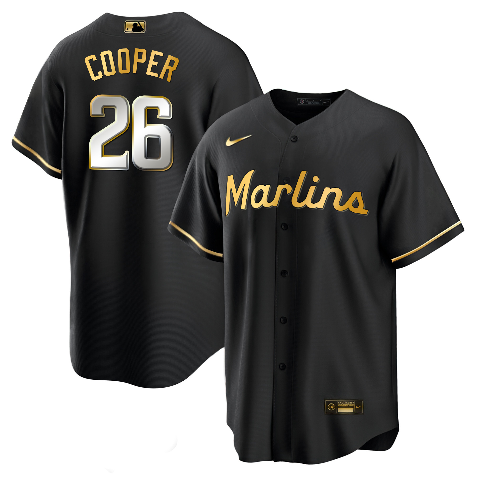 Men's Miami Marlins Black Limited & Gold Jersey - All Stitched - Image 8