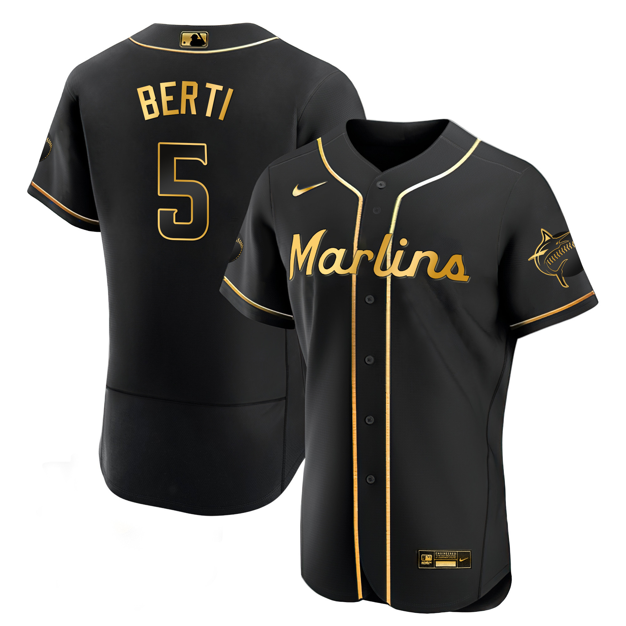 Men's Miami Marlins Black Limited & Gold Jersey - All Stitched - Image 15