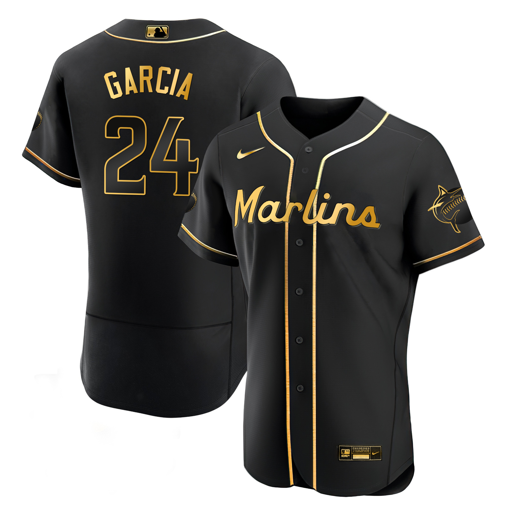 Men's Miami Marlins Black Limited & Gold Jersey - All Stitched - Image 16