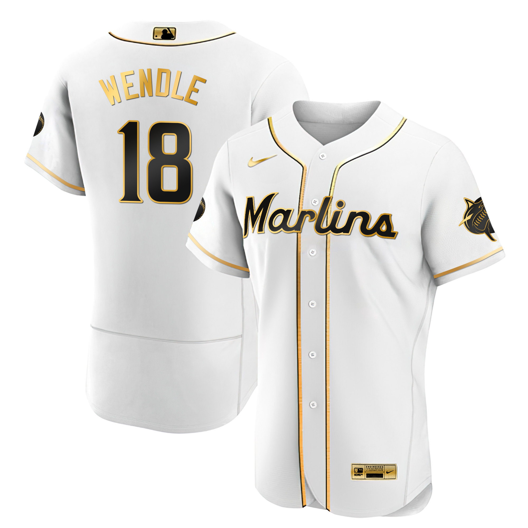 Men's Miami Marlins Black Limited & Gold Jersey - All Stitched - Image 29