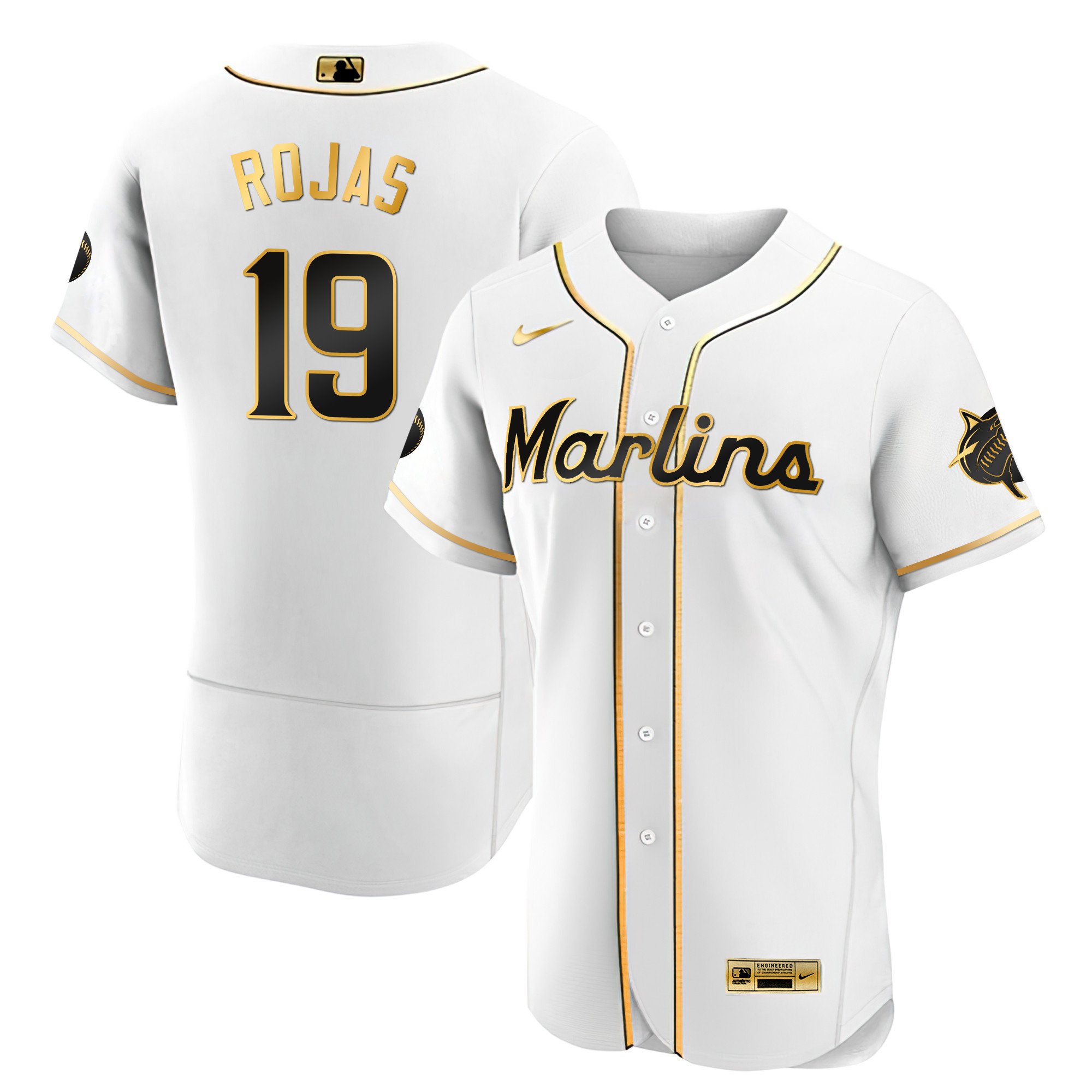 Men's Miami Marlins Black Limited & Gold Jersey - All Stitched - Image 25