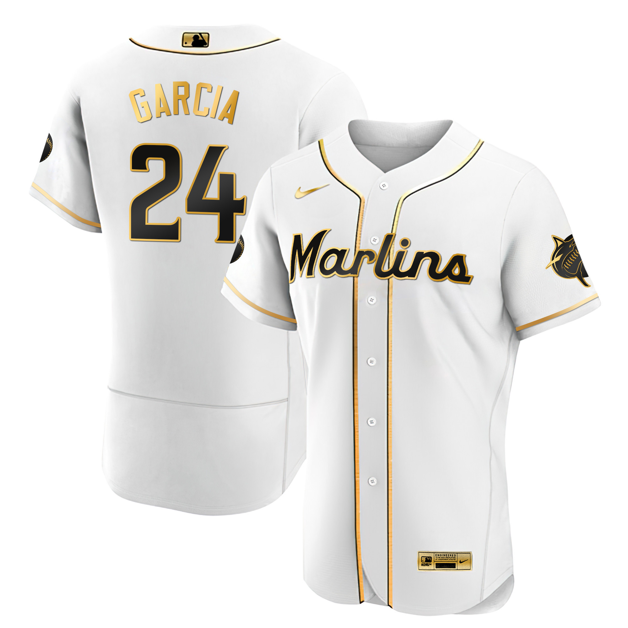 Men's Miami Marlins Black Limited & Gold Jersey - All Stitched - Image 28