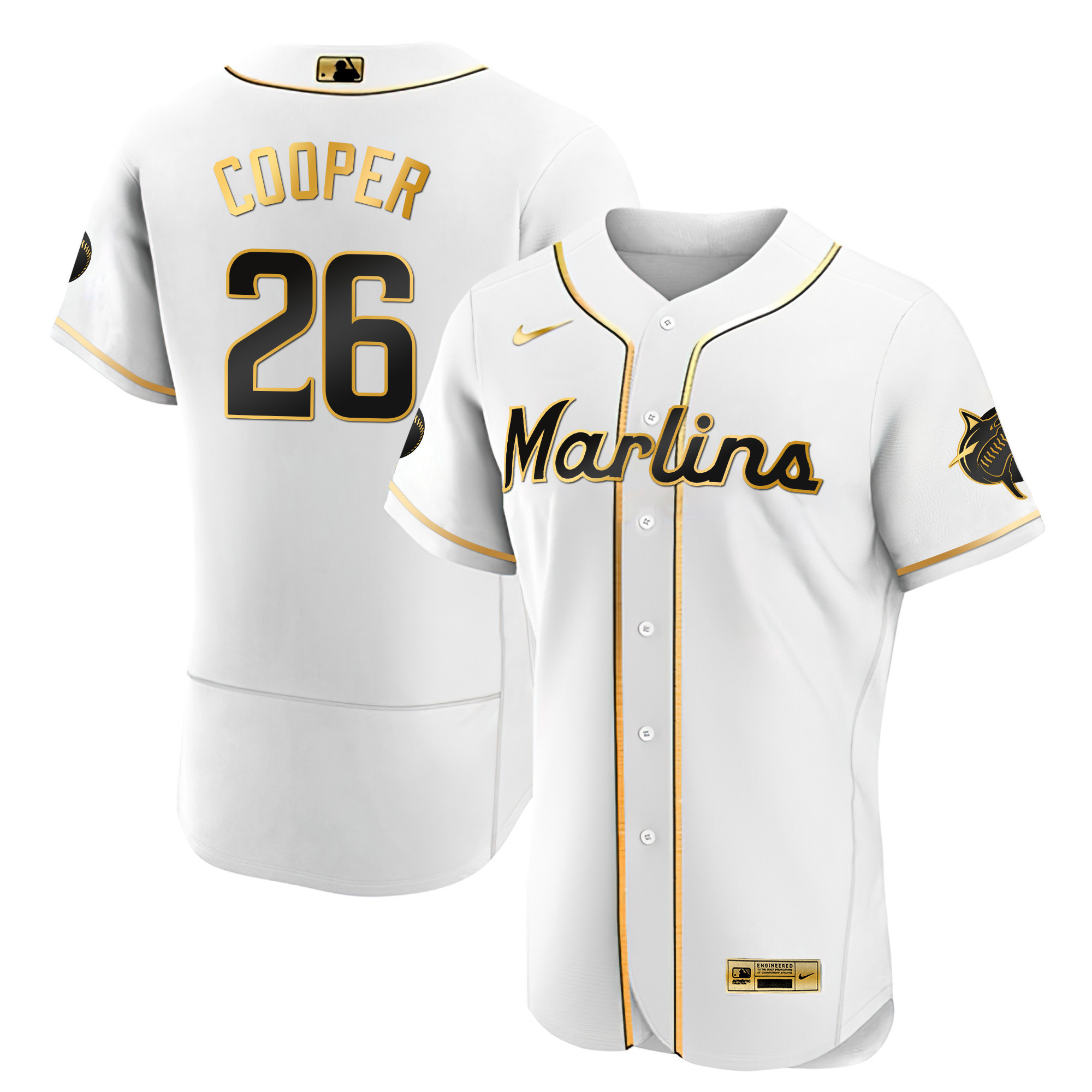 Men's Miami Marlins Black Limited & Gold Jersey - All Stitched - Image 26
