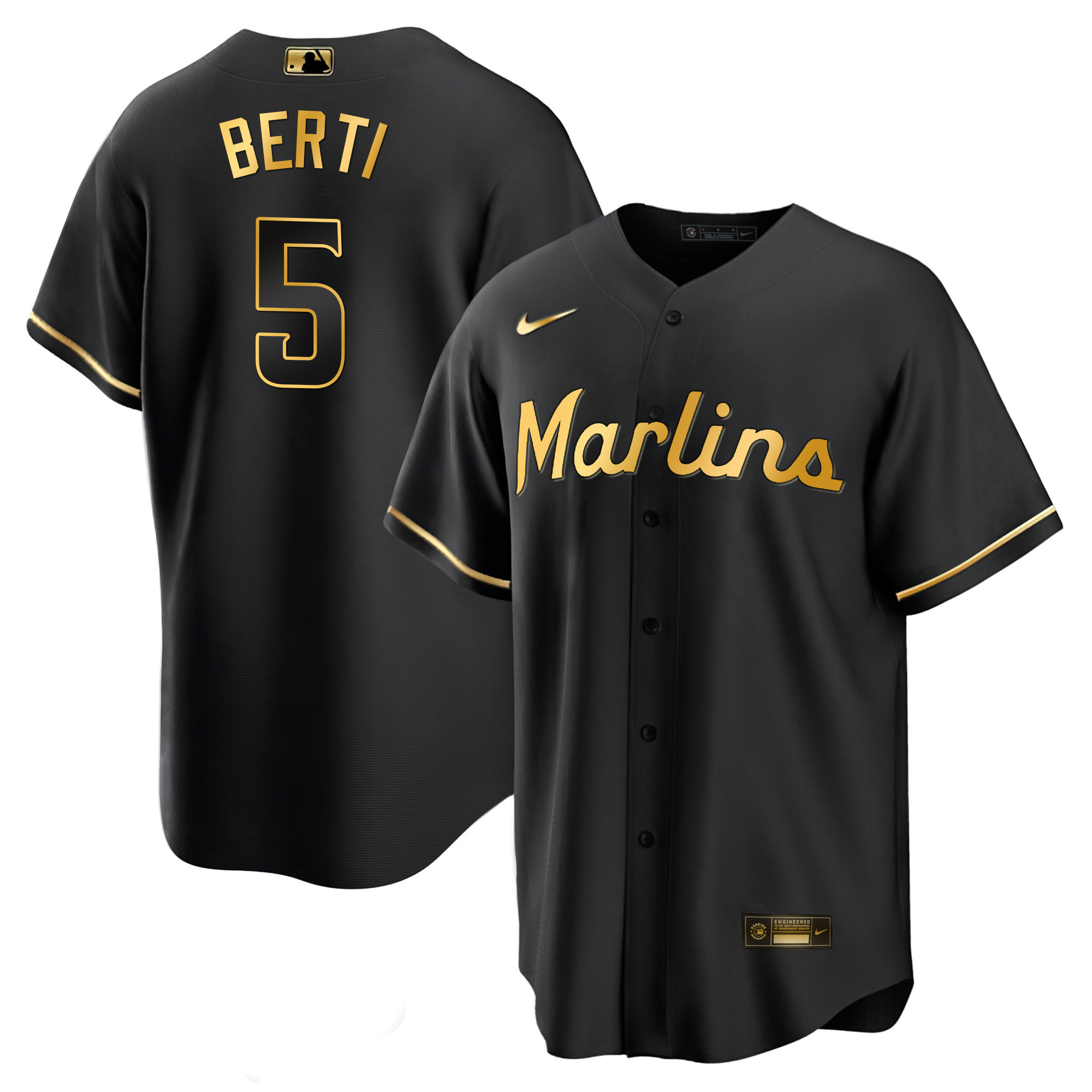 Men's Miami Marlins Black Limited & Gold Jersey - All Stitched - Image 21