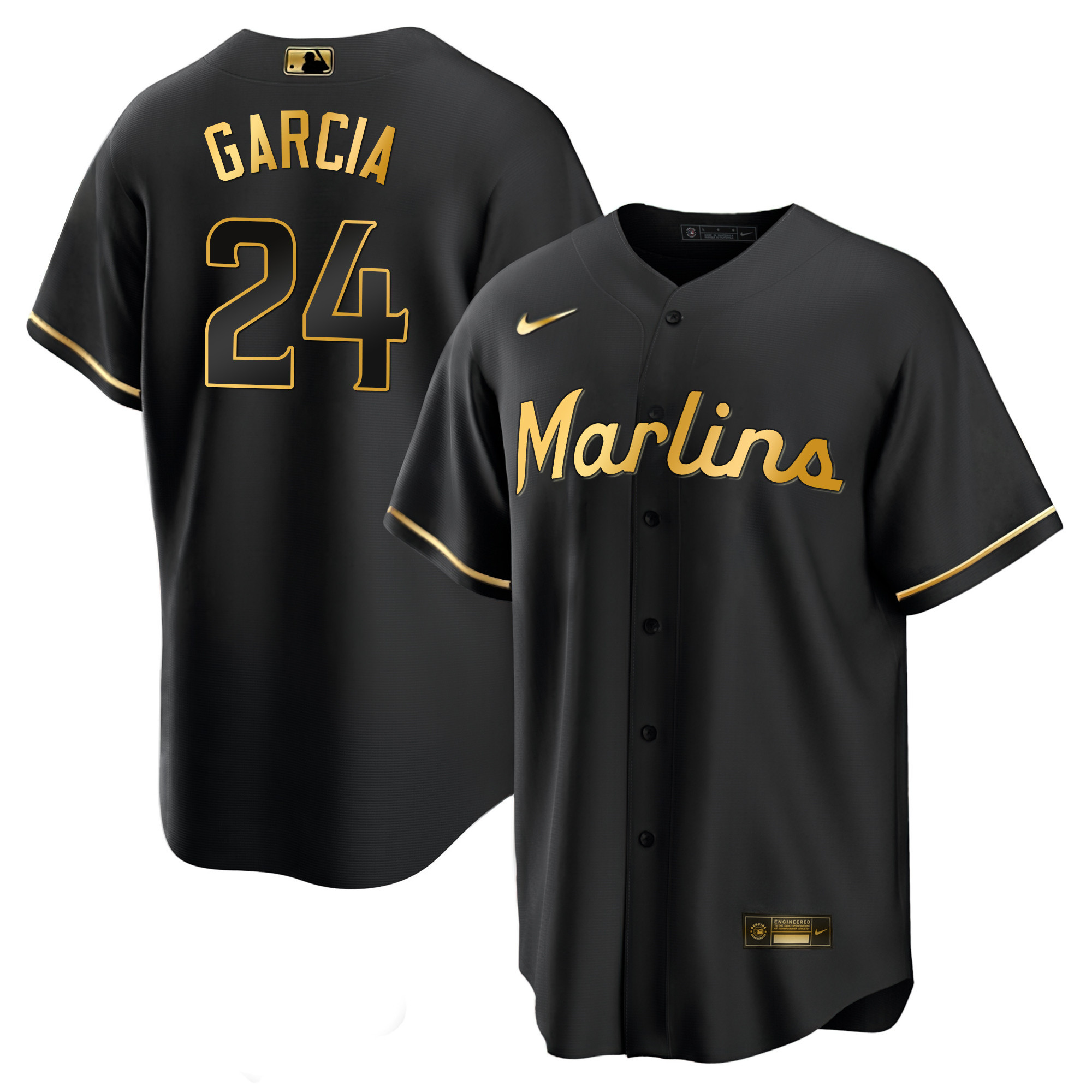 Men's Miami Marlins Black Limited & Gold Jersey - All Stitched - Image 22