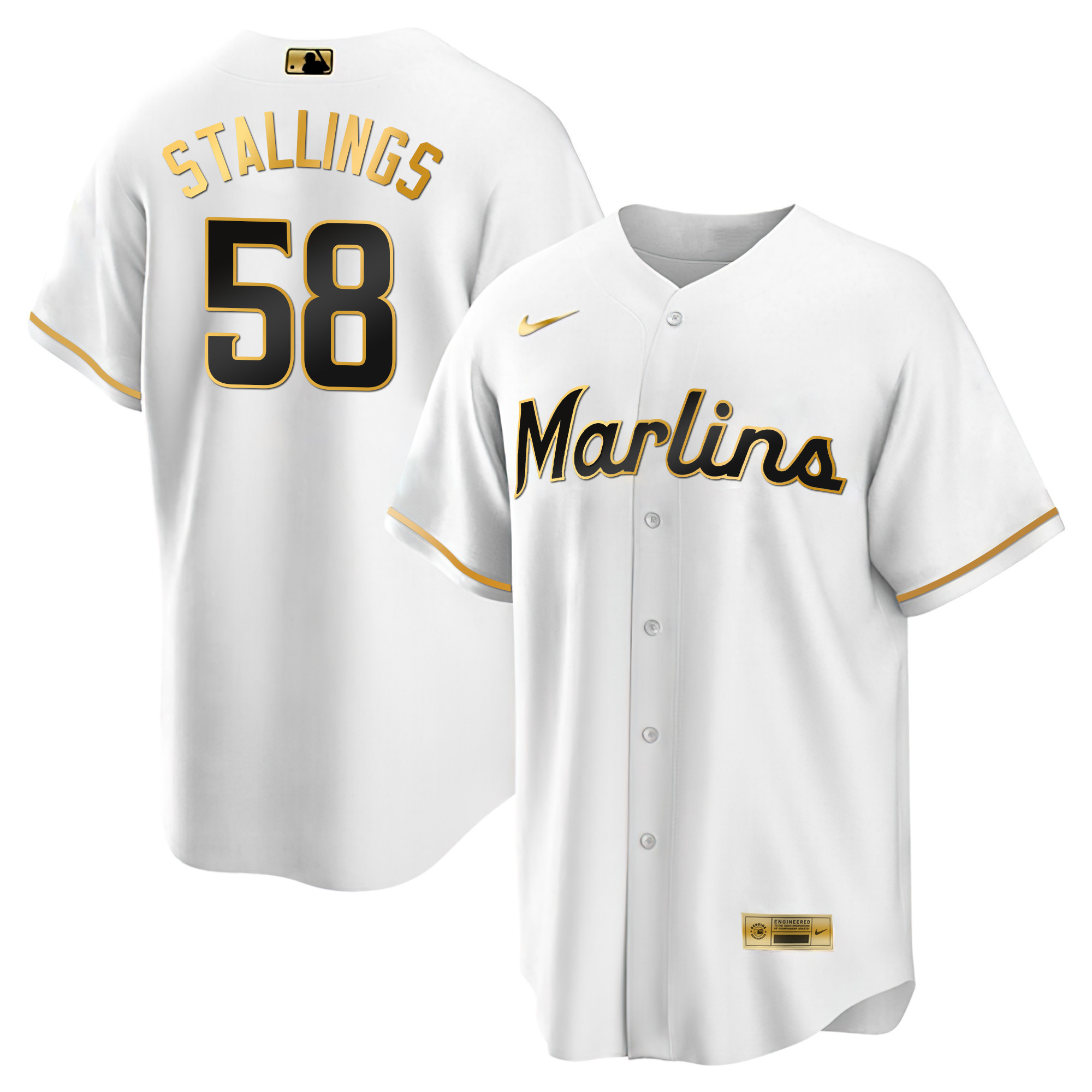 Men's Miami Marlins Black Limited & Gold Jersey - All Stitched - Image 36