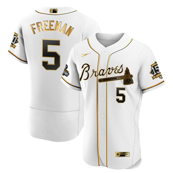 Atlanta Braves World Series Champion White Gold Flex Base Jersey 2021 – Stitched - Image 9