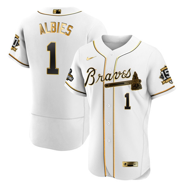 Atlanta Braves World Series Champion White Gold Flex Base Jersey 2021 – Stitched - Image 12