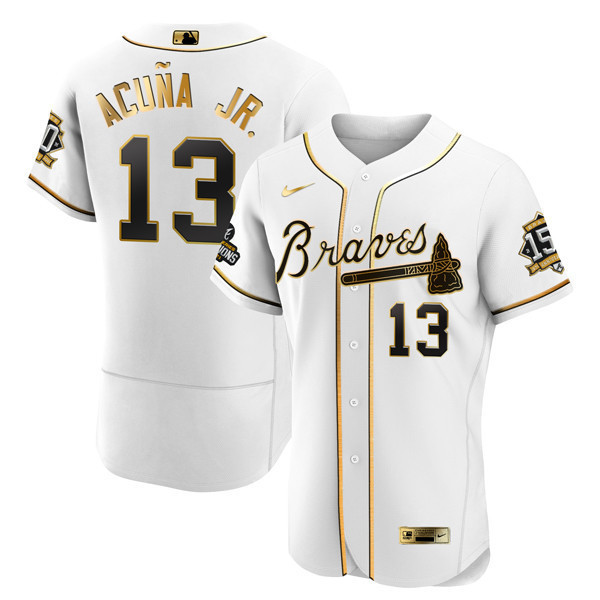 Atlanta Braves World Series Champion White Gold Flex Base Jersey 2021 – Stitched - Image 14