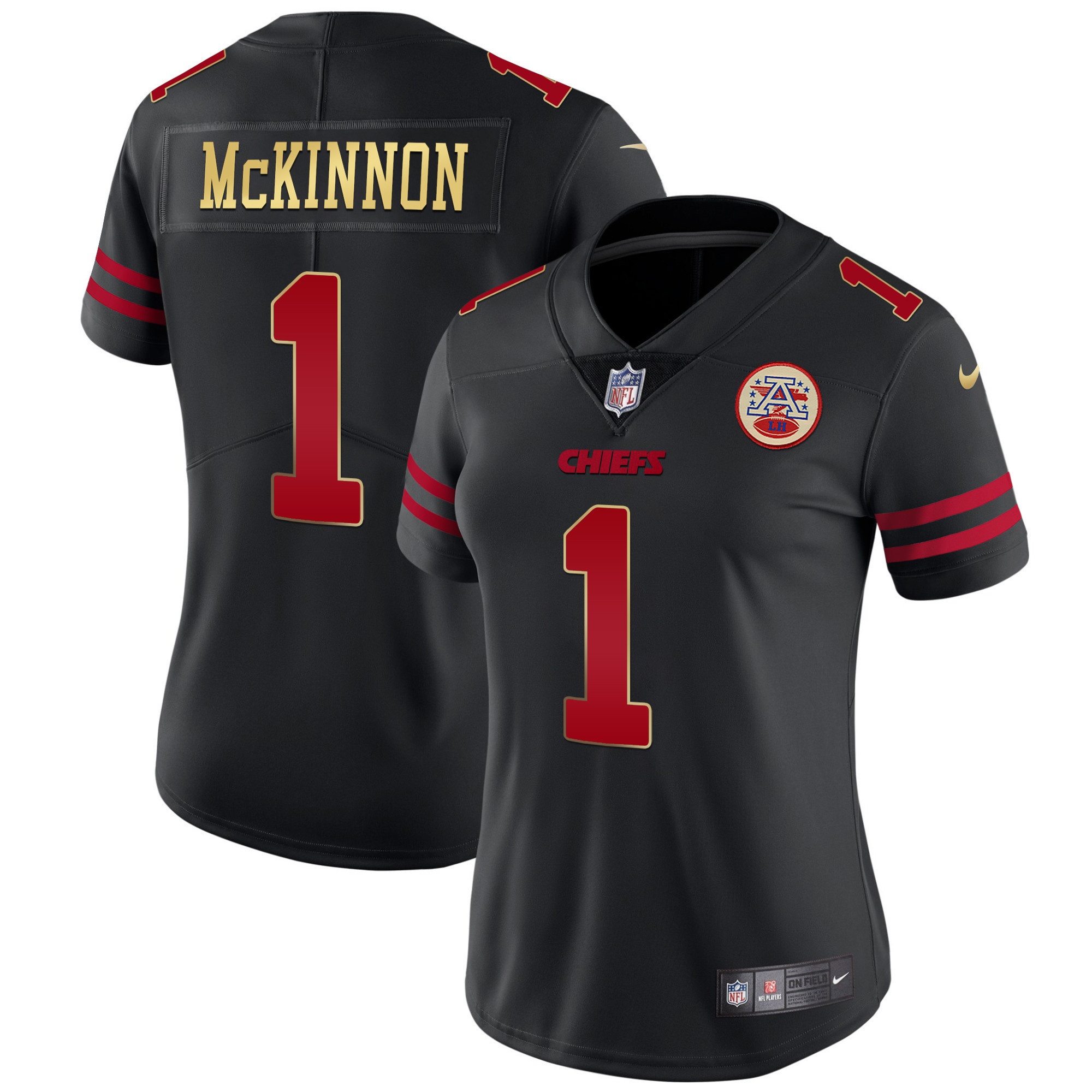 Chiefs Black Red Vapor Jersey - All Stitched - Image 16